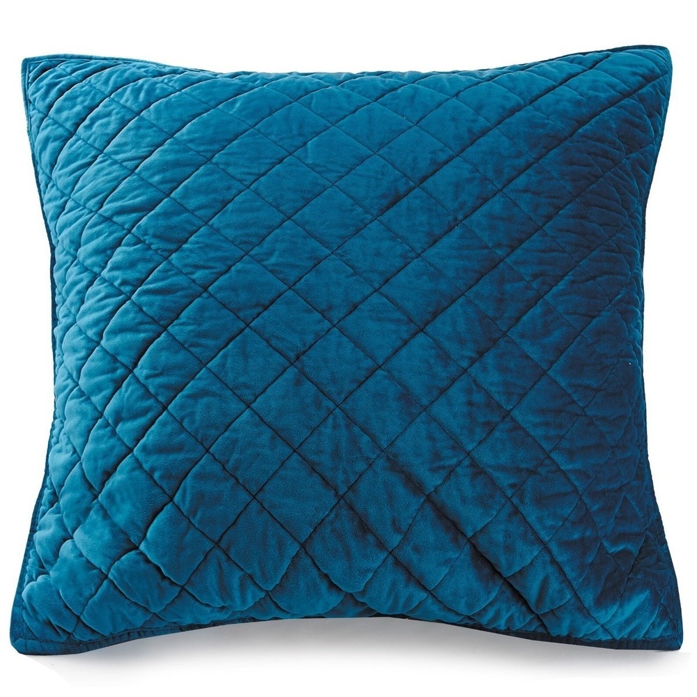 Better Homes & Gardens Quilted Velvet Euro Sham Corsair Teal Blue 26x26 BH18-003